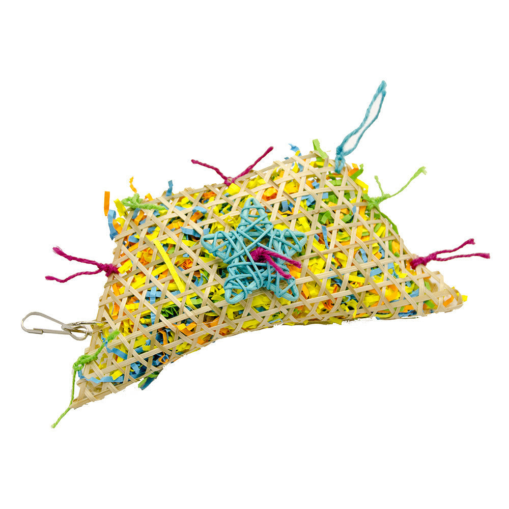 HKM-715027 Brushed Straw Toy for Birds - 20cm Diameter, 35cm Height with Hook