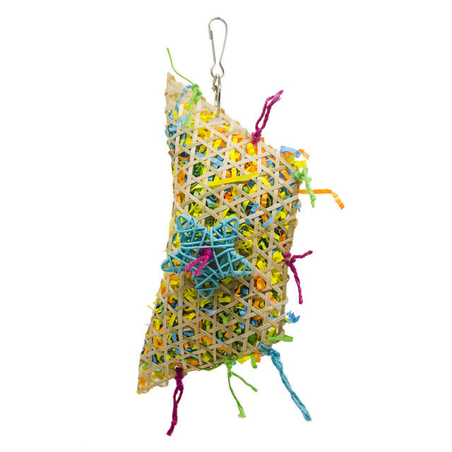 HKM-715027 Brushed Straw Toy for Birds - 20cm Diameter, 35cm Height with Hook