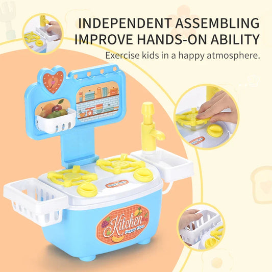 KTX-715347 Mini Play Kitchen Toy Set for Kids - Pretend Role Play Appliances, Unisex 2-4 Years, Plastic