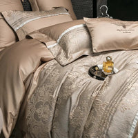 HKM-715411 Long-staple Cotton Jacquard Four-Piece Bedding Set with Duvet Cover and Pillowcases