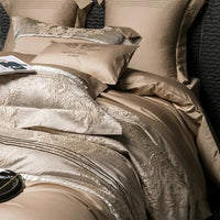 HKM-715411 Long-staple Cotton Jacquard Four-Piece Bedding Set with Duvet Cover and Pillowcases