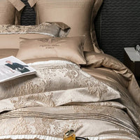 HKM-715411 Long-staple Cotton Jacquard Four-Piece Bedding Set with Duvet Cover and Pillowcases