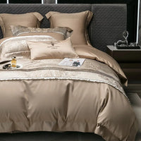 HKM-715411 Long-staple Cotton Jacquard Four-Piece Bedding Set with Duvet Cover and Pillowcases