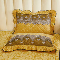 HKM-715411 Quilted Velvet and Lace Single Pillowcase with Zipper in Multiple Elegant Colors