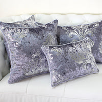 HKM-715475 European Style Velvet Cushion Cover - Hot Silver Design, Available in Black, Gray, Rose Red, and Coffee, 45x45cm & 50x50cm