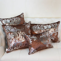 HKM-715475 European Style Velvet Cushion Cover - Hot Silver Design, Available in Black, Gray, Rose Red, and Coffee, 45x45cm & 50x50cm