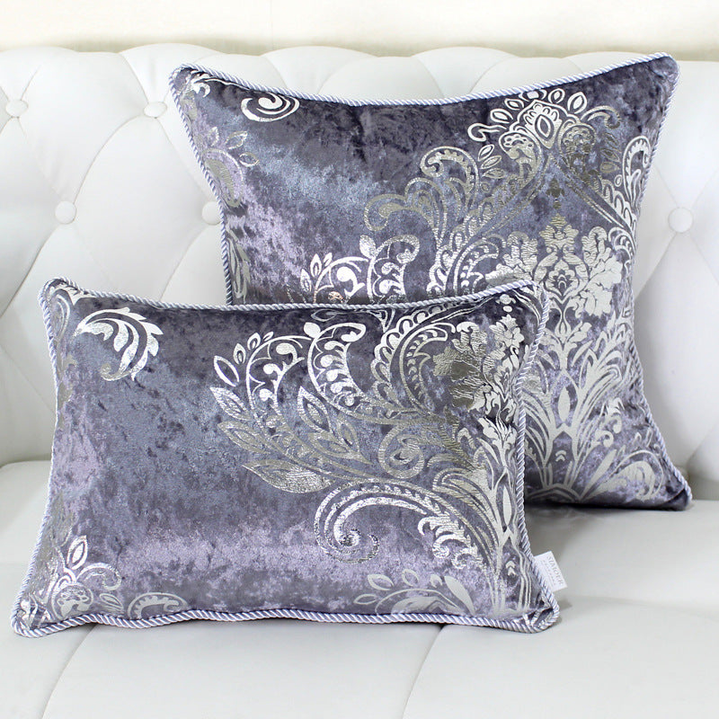 HKM-715475 European Style Velvet Cushion Cover - Hot Silver Design, Available in Black, Gray, Rose Red, and Coffee, 45x45cm & 50x50cm