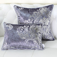 HKM-715475 European Style Velvet Cushion Cover - Hot Silver Design, Available in Black, Gray, Rose Red, and Coffee, 45x45cm & 50x50cm