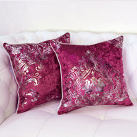 HKM-715475 European Style Velvet Cushion Cover - Hot Silver Design, Available in Black, Gray, Rose Red, and Coffee, 45x45cm & 50x50cm