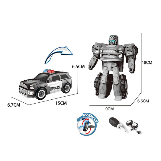Transformable DIY Building Block Toy Car for Kids - Self-Assembling Robot Vehicle, Ages 0-14+