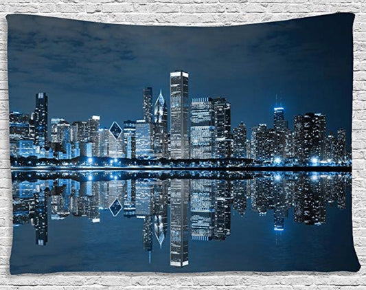 KTX-715795 City Night Polyester Tapestry – European Style Home Decor