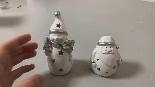 HKM-715859 Santa Claus and Snowman Resin LED Holiday Decoration Set