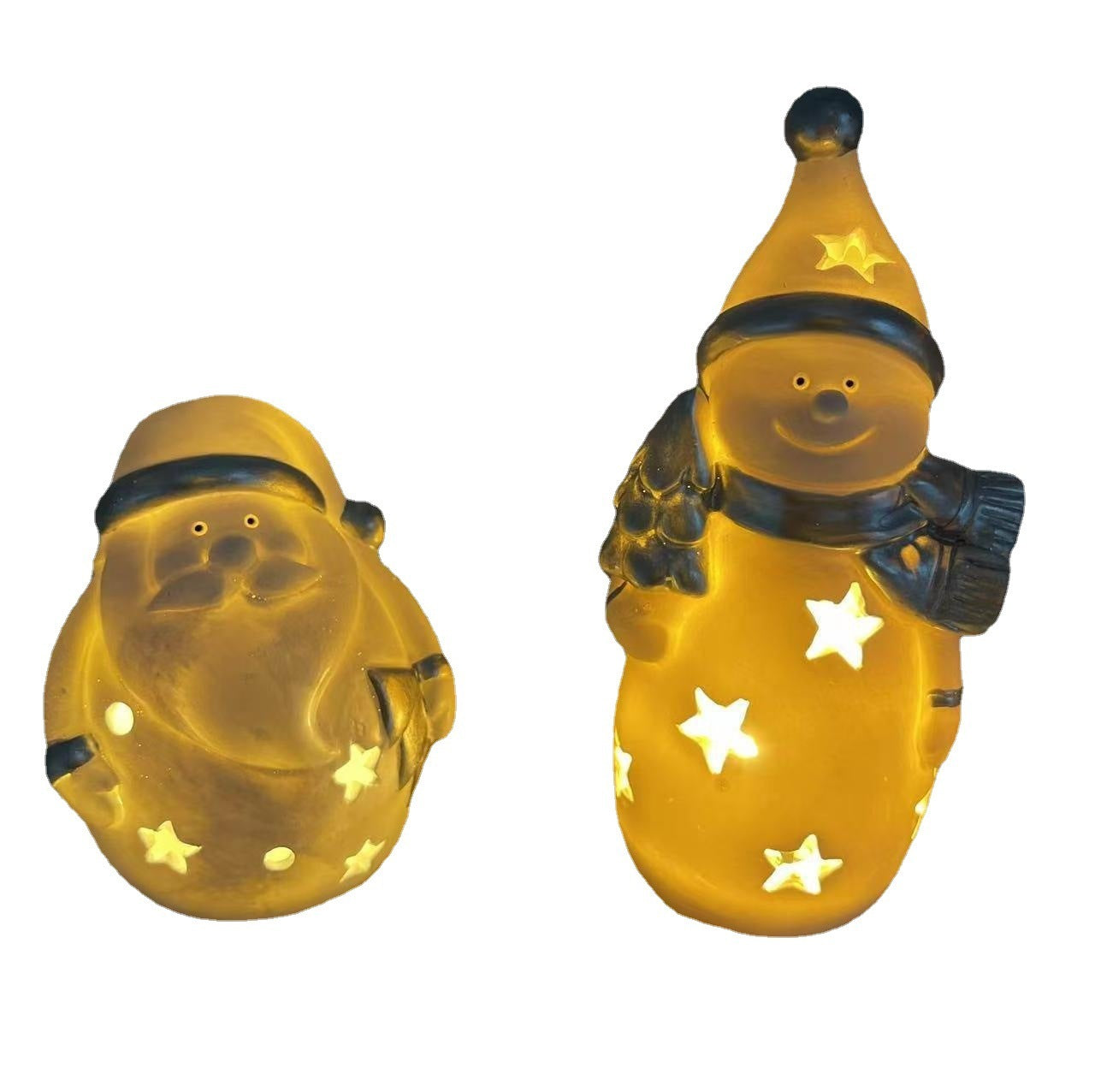 HKM-715859 Santa Claus and Snowman Resin LED Holiday Decoration Set