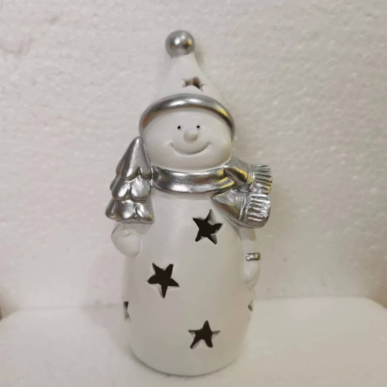 HKM-715859 Santa Claus and Snowman Resin LED Holiday Decoration Set