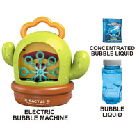 HKM-715923 Electric Cactus Bubble Machine with Music and Light for Kids – Portable Indoor and Outdoor Toy for All Ages