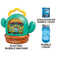 HKM-715923 Electric Cactus Bubble Machine with Music and Light for Kids – Portable Indoor and Outdoor Toy for All Ages