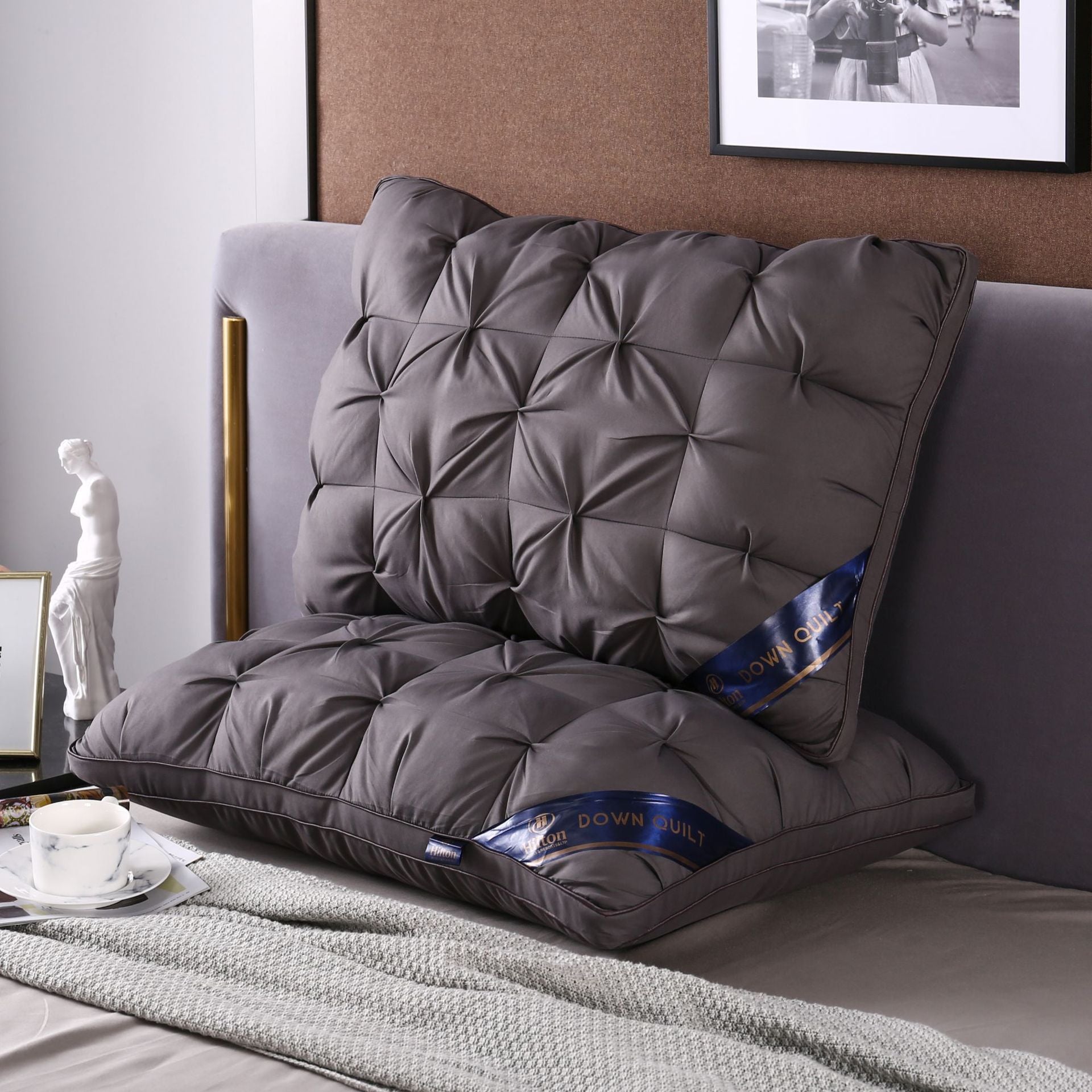 HKM-715923 Feather Silk Cotton Filled Washed Tencel Velvet Rectangular Pillow (10.1-15cm Height)