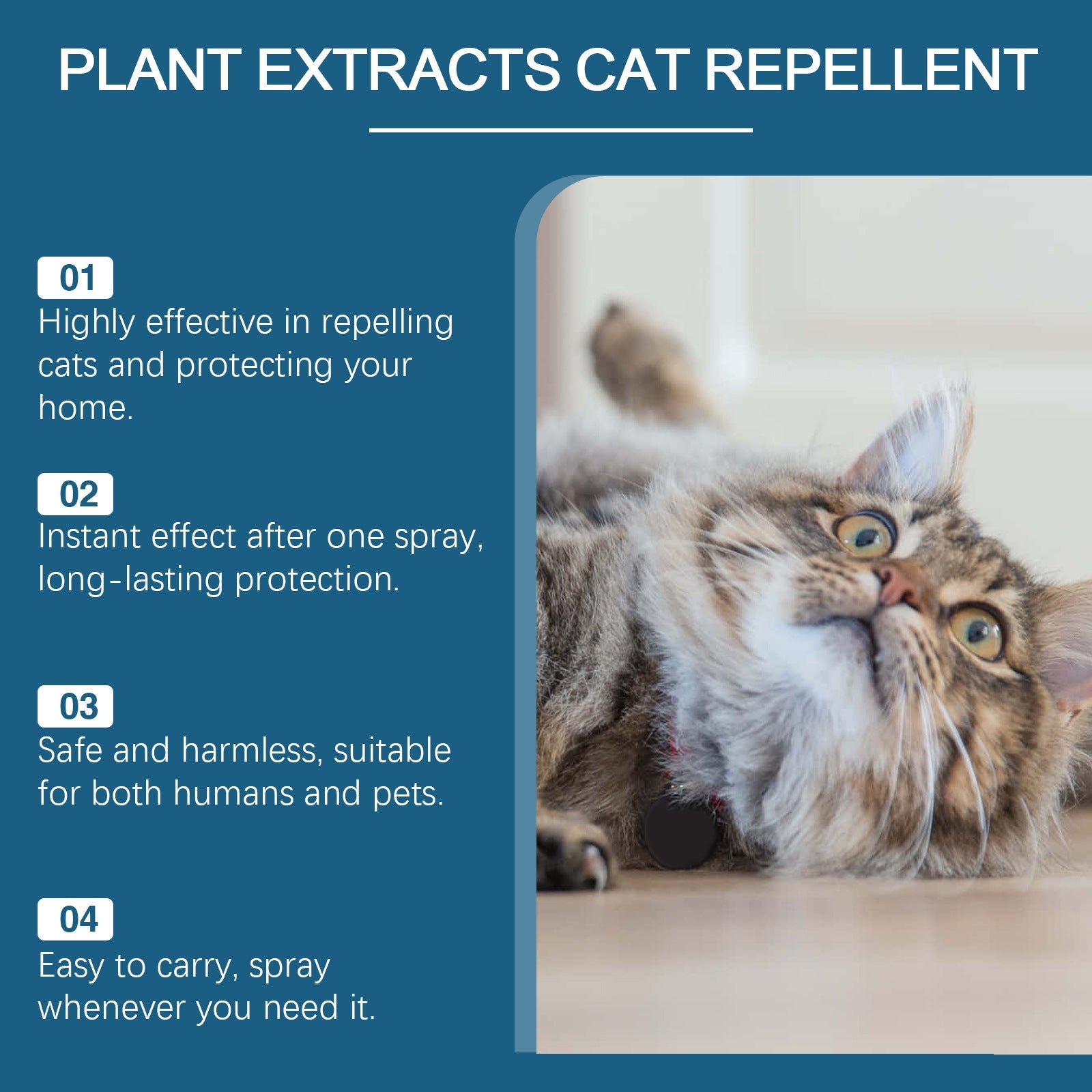 HKM-715923 Indoor Cat Drive Spray - Natural Insect Repellent with Rosemary, Citrus, Garlic & Mint Extracts - 100ml