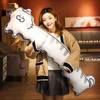 HKM-716051 Japanese Long Cat Pillow for Girls - Cute Cotton Throw Pillow, 55x18cm, Multiple Designs Available
