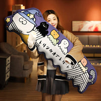 HKM-716051 Japanese Long Cat Pillow for Girls - Cute Cotton Throw Pillow, 55x18cm, Multiple Designs Available