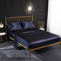 HKM-716051 Satin Bedding Set - 4-Piece Queen & King Size Bed Fitted Sheet Collection