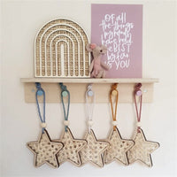 HKM-716179 Wooden Rattan Hot Air Balloon and Celestial Wall Decor for Children's Room