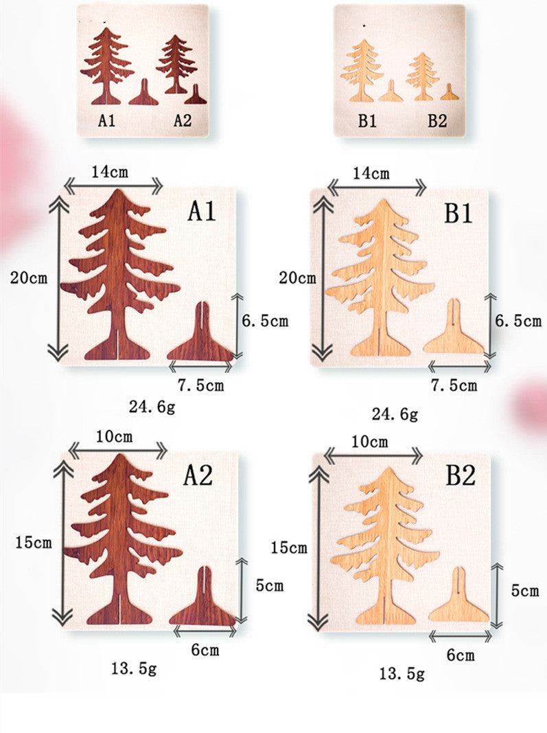 HKM-716371 Wooden Christmas Tree Desktop Ornaments - Carved Holiday Decorations