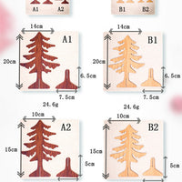 HKM-716371 Wooden Christmas Tree Desktop Ornaments - Carved Holiday Decorations