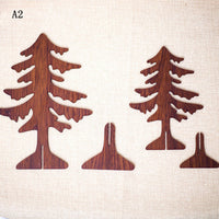 HKM-716371 Wooden Christmas Tree Desktop Ornaments - Carved Holiday Decorations