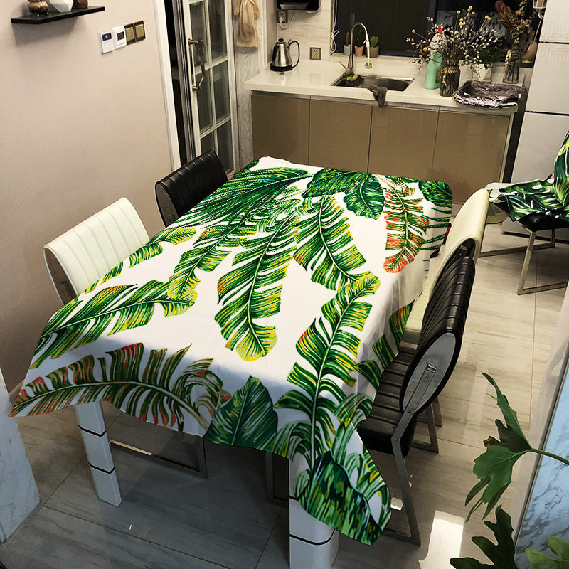 HKM-716627 Waterproof Modern Green Rectangle Tablecloth for Home Use