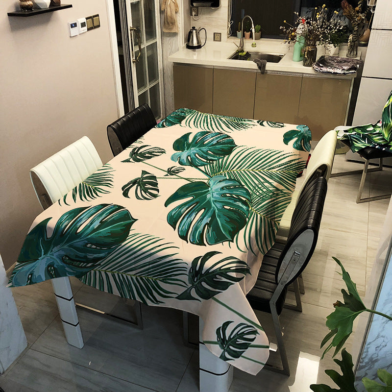 HKM-716627 Waterproof Modern Green Rectangle Tablecloth for Home Use