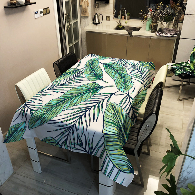 HKM-716627 Waterproof Modern Green Rectangle Tablecloth for Home Use