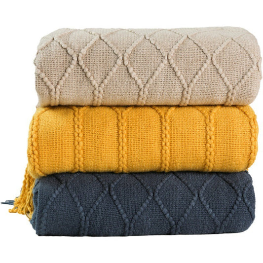 HKM-716819 Coral Fleece Knitted Sofa Blanket in Multiple Colors and Sizes