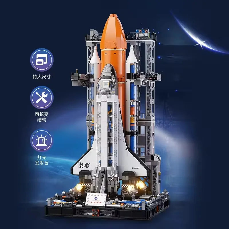 Space Series Building Block Set - Electric Space Shuttle with Lights, 50 Pieces, for Ages 2 & Up
