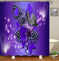 HKM-716947 Butterfly Pattern Polyester Shower Curtain - 180x200 cm