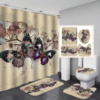 HKM-716947 Butterfly Pattern Polyester Shower Curtain - 180x200 cm