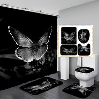 HKM-716947 Butterfly Pattern Polyester Shower Curtain - 180x200 cm