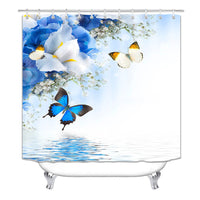 HKM-716947 Butterfly Pattern Polyester Shower Curtain - 180x200 cm