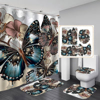 HKM-716947 Butterfly Pattern Polyester Shower Curtain - 180x200 cm