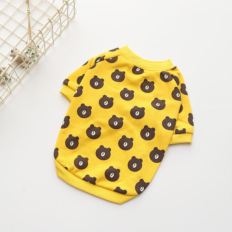 HKM-717011 Casual Cotton Dog T-shirt in White and Yellow for Comfortable Pet Wear