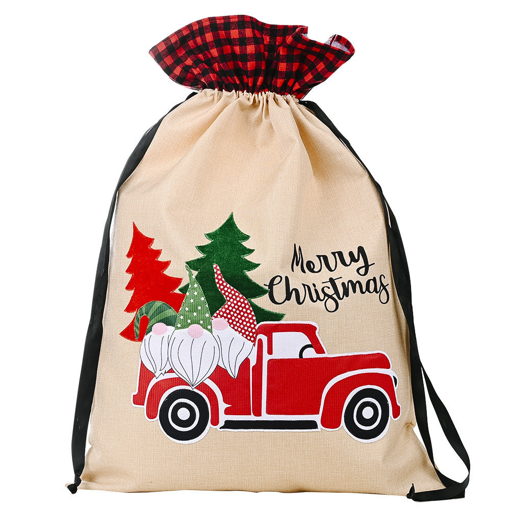HKM-717011 Festive Forest Old Man Car Gift Bag - Imitated Linen Cloth, 70cm x 45cm