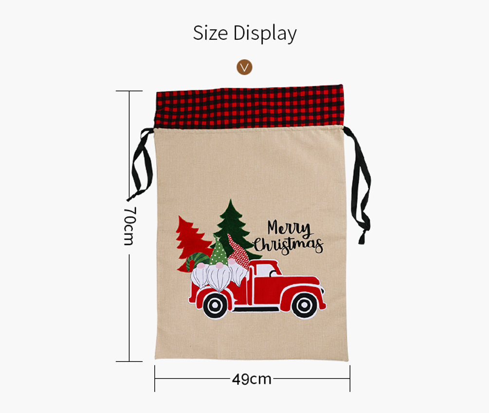 HKM-717011 Festive Forest Old Man Car Gift Bag - Imitated Linen Cloth, 70cm x 45cm