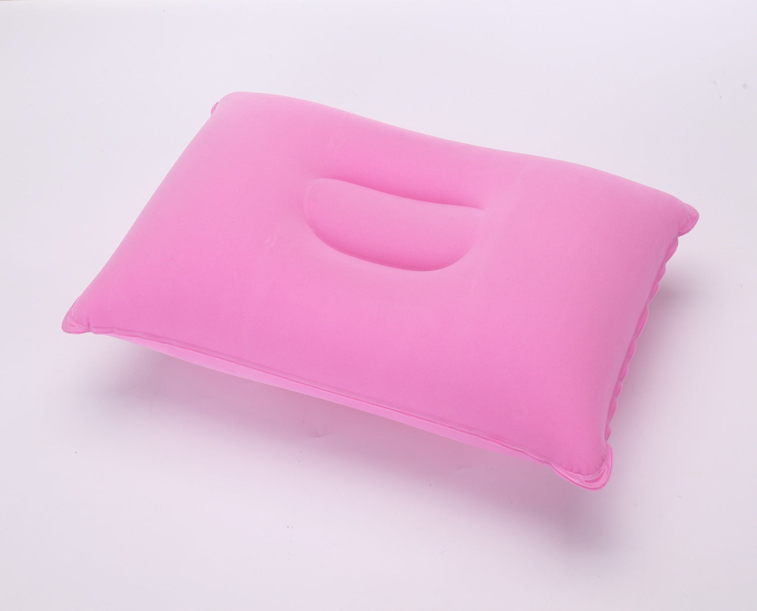 HKM-717075 Inflatable Travel Pillow with PVC Flocking Fabric - Various Colors Available