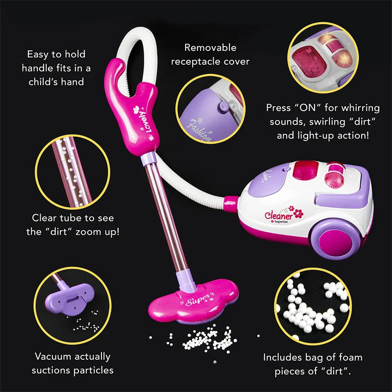 KTX-717075 Kids Pretend Play Cleaning Set - 11 Pcs Broom and Accessories for Ages 2 to 13