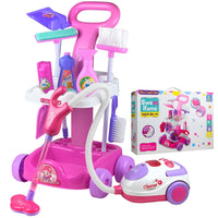 HKM-717075 Kids Pretend Play Cleaning Set - 11 Pcs Broom and Accessories for Ages 2 to 13
