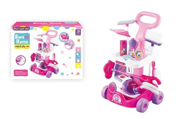 KTX-717075 Kids Pretend Play Cleaning Set - 11 Pcs Broom and Accessories for Ages 2 to 13