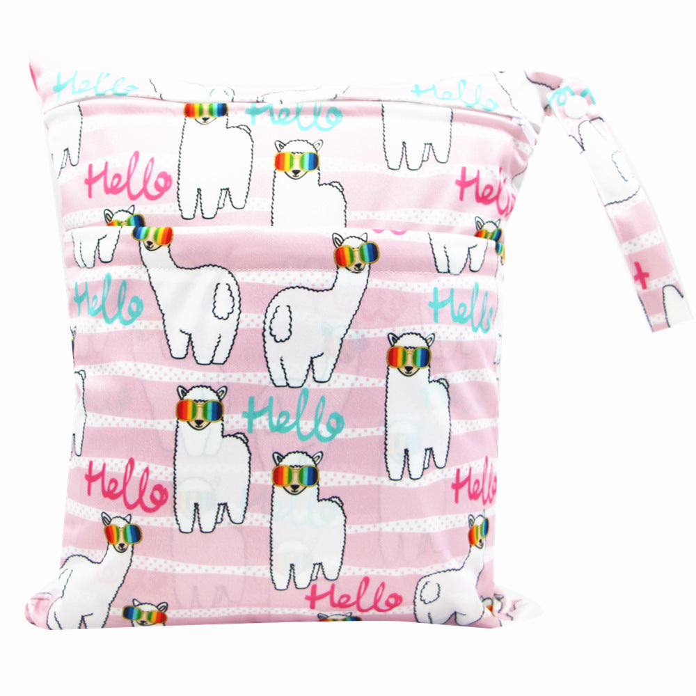 HKM-717075 Waterproof Diaper Storage Bag with Double Pockets – Versatile 30X36 Wet Bag for Baby Essentials