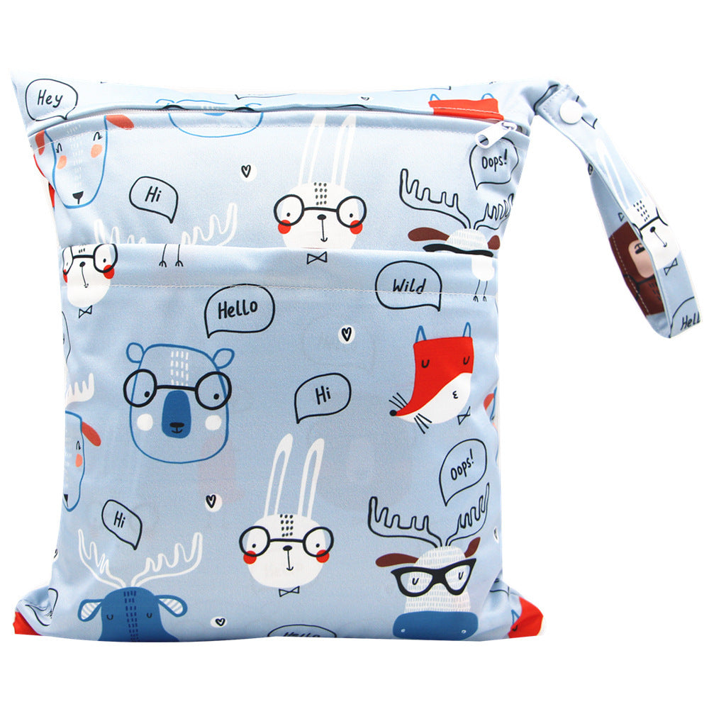 HKM-717075 Waterproof Diaper Storage Bag with Double Pockets – Versatile 30X36 Wet Bag for Baby Essentials