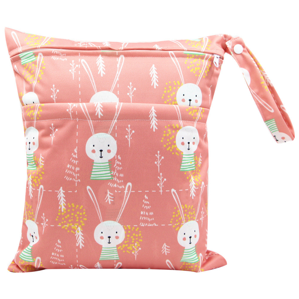 HKM-717075 Waterproof Diaper Storage Bag with Double Pockets – Versatile 30X36 Wet Bag for Baby Essentials