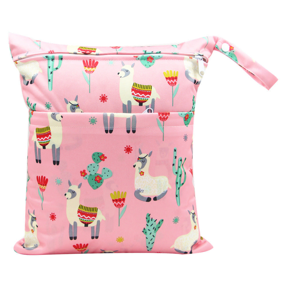 HKM-717075 Waterproof Diaper Storage Bag with Double Pockets – Versatile 30X36 Wet Bag for Baby Essentials